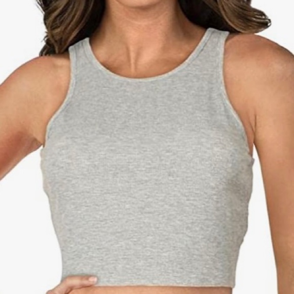 NWT Free People Top  High Neck Ribbed T-Shirt Heather Gray Sz M